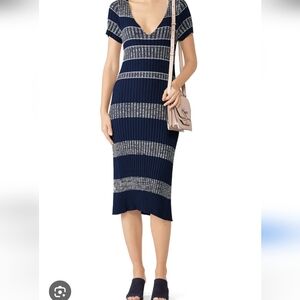 Becken Navy and Gray Striped Knit Dress. Size M